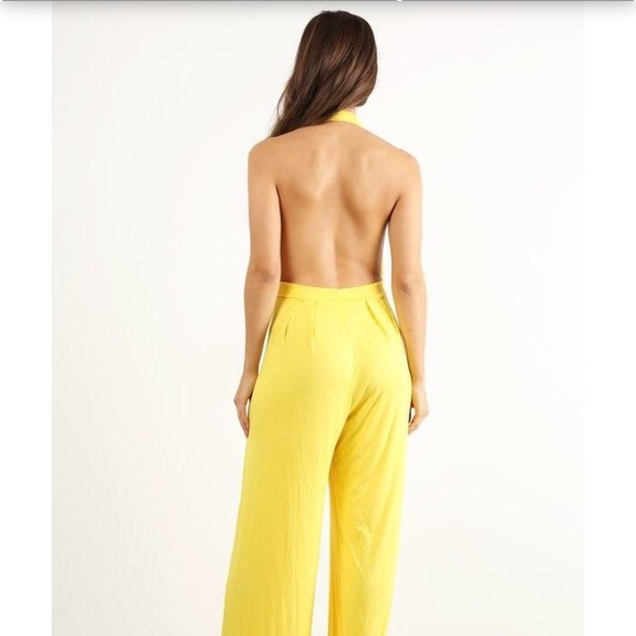 Fall Favorites: Yellow Backless Halter Jumpsuit - Picture 2 of 4